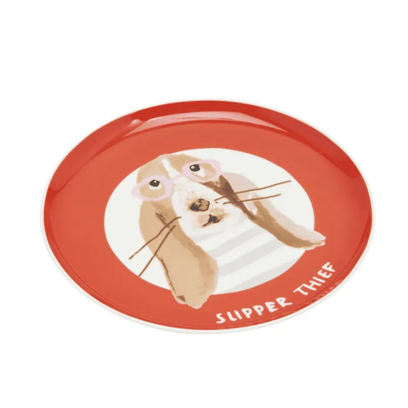 Joules Porcelain Printed Side Plate - Orange Dog